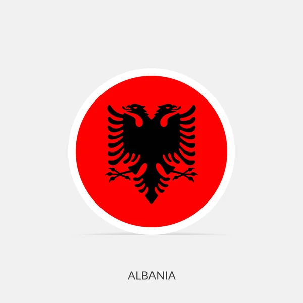 Albanië Ronde Vlag Pictogram Met Schaduw — Stockvector