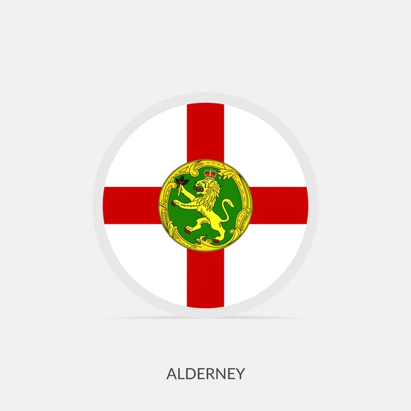 Alderney Rundes Flaggensymbol Mit Schatten — Stockvektor