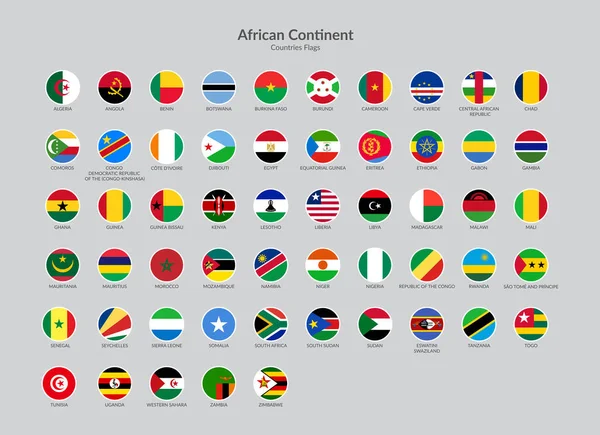 Afrika Kıta Ülkeleri Bayrak Ikonları Koleksiyonu — Stok Vektör