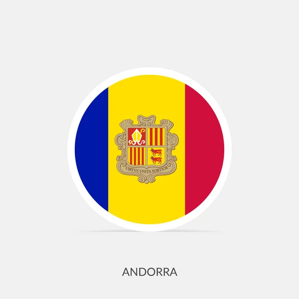 Andorra Ronde Vlag Pictogram Met Schaduw — Stockvector