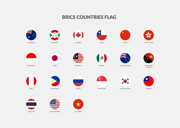 Apec Ülkeleri Bayrak Simgeleri Koleksiyonu — Stok Vektör
