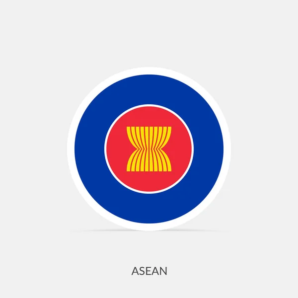 Asean Ronde Vlag Pictogram Met Schaduw — Stockvector
