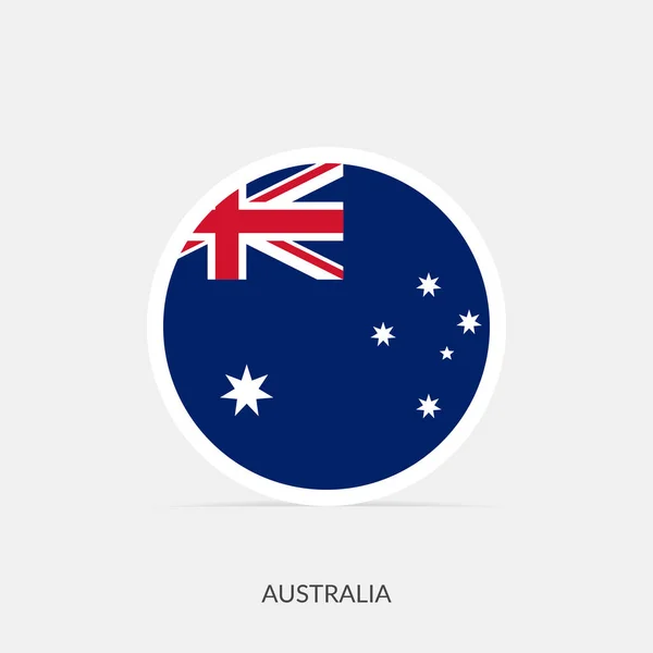 Australië Ronde Vlag Pictogram Met Schaduw — Stockvector