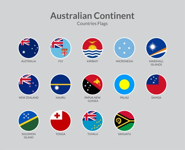 Australische Continent Landen Vlag Pictogrammen Collectie — Stockvector