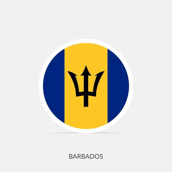 Barbados Ronde Vlag Pictogram Met Schaduw — Stockvector