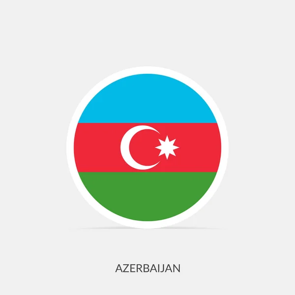 Azerbeidzjan Ronde Vlag Pictogram Met Schaduw — Stockvector
