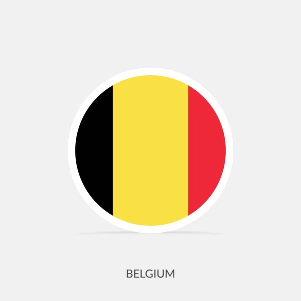 Belgia Okrągła Flaga Ikona Cieniem — Wektor stockowy