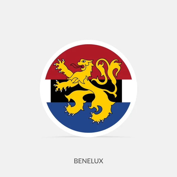 Icône Drapeau Benelux Ronde Avec Ombre — Image vectorielle
