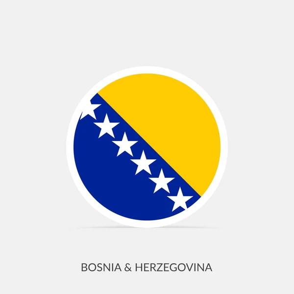 Bósnia Herzegovina Ícone Bandeira Redonda Com Sombra —  Vetores de Stock