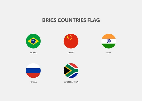 stock vector Brics countries flag icons collection