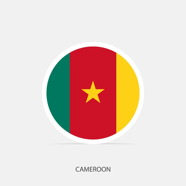 Camerún Icono Bandera Redonda Con Sombra — Archivo Imágenes Vectoriales