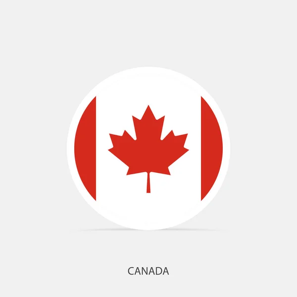 Kanada Runda Flaggan Ikon Med Skugga — Stock vektor
