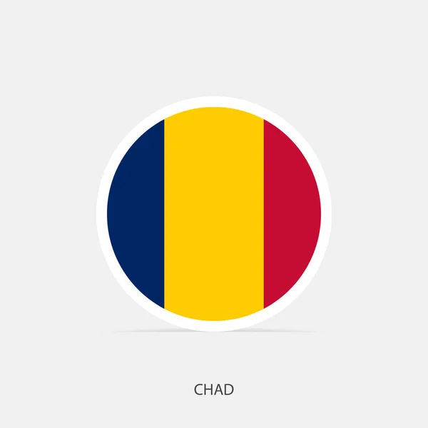 Τσάντ Στρογγυλό Εικονίδιο Σημαία Σκιά — Διανυσματικό Αρχείο