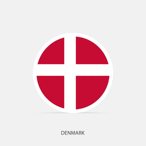 Danimarca Icona Bandiera Rotonda Con Ombra — Vettoriale Stock