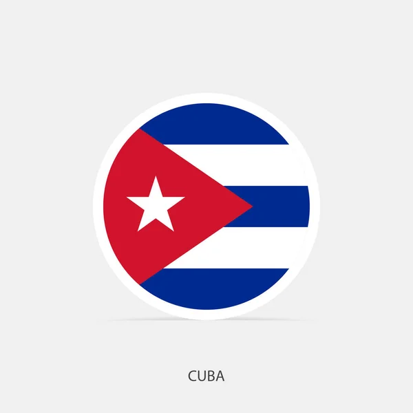 Icono Bandera Redonda Cuba Con Sombra — Archivo Imágenes Vectoriales