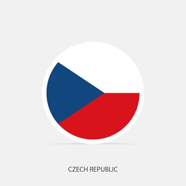 Česká Republika Ikona Kulaté Vlajky Stínem — Stockový vektor