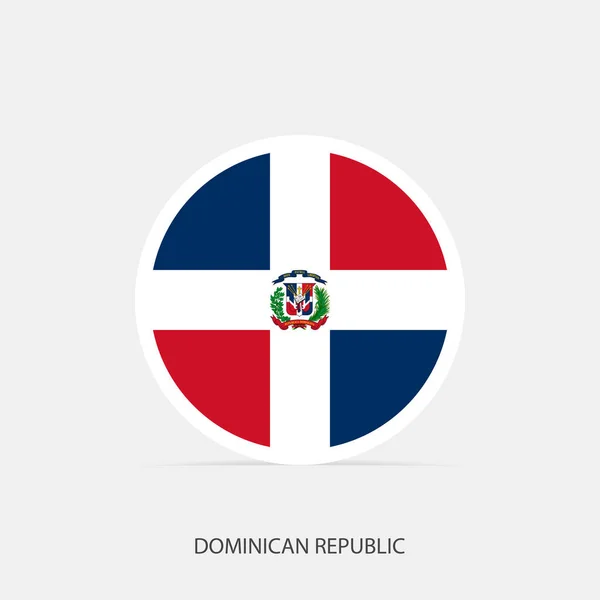 Dominicaanse Republiek Ronde Vlag Pictogram Met Schaduw — Stockvector