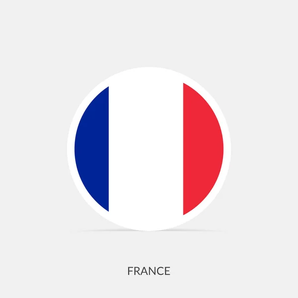 Francja Okrągła Flaga Ikona Cieniem — Wektor stockowy