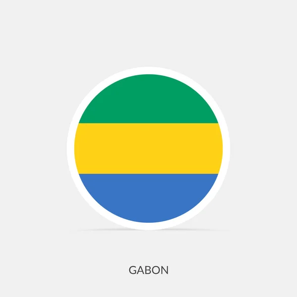 Gabon Icône Drapeau Rond Avec Ombre — Image vectorielle