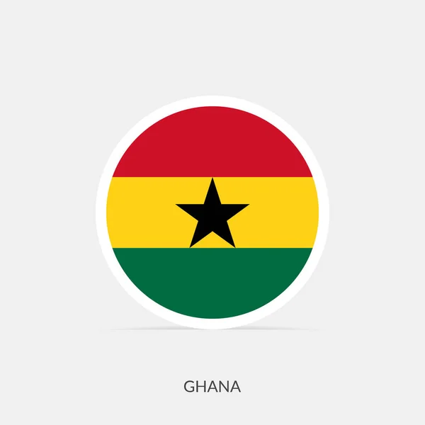 Icône Drapeau Rond Ghana Avec Ombre — Image vectorielle