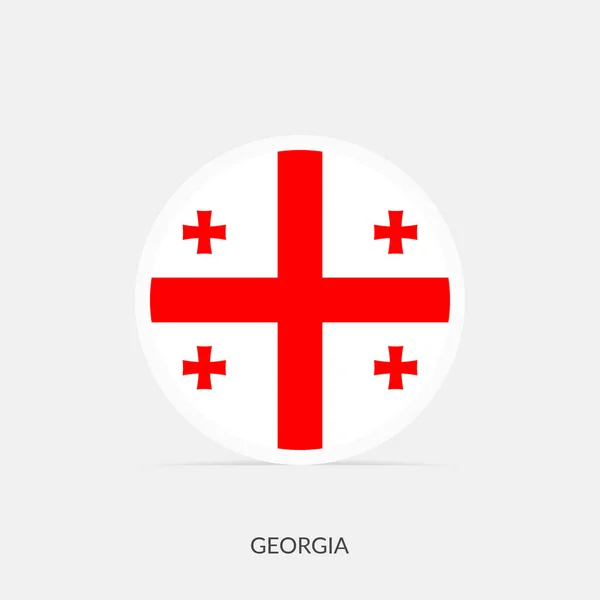 Georgien Runde Flagge Symbol Mit Schatten — Stockvektor