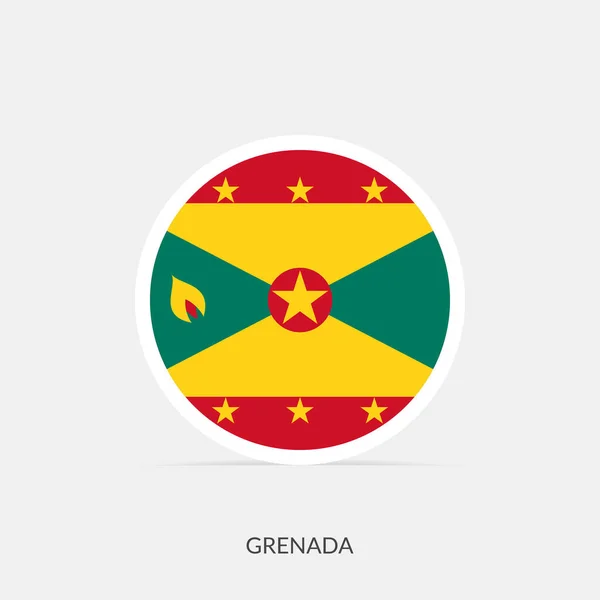 Grenada Ronde Vlag Pictogram Met Schaduw — Stockvector