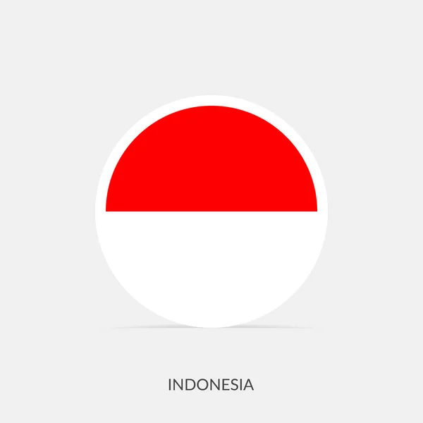 Indonesia Icono Bandera Redonda Con Sombra — Vector de stock