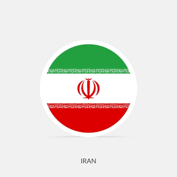 Ícone Bandeira Redonda Irã Com Sombra — Vetor de Stock