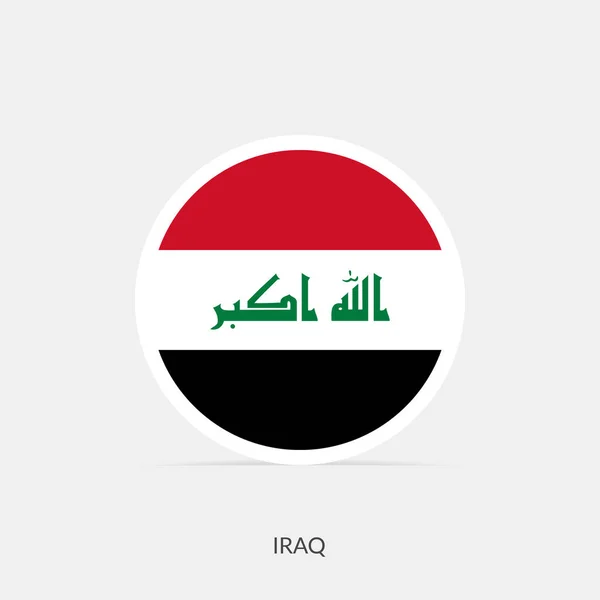 Iraque Ícone Bandeira Redonda Com Sombra — Vetor de Stock