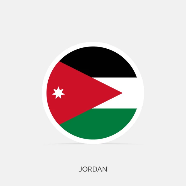 Jordania Icono Bandera Redonda Con Sombra — Vector de stock