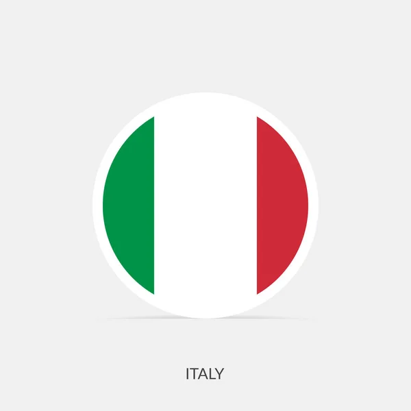 Włoska Okrągła Ikona Flagi Cieniem — Wektor stockowy