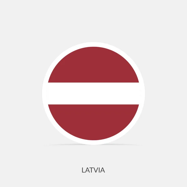 Lettland Rund Flagga Ikon Med Skugga — Stock vektor