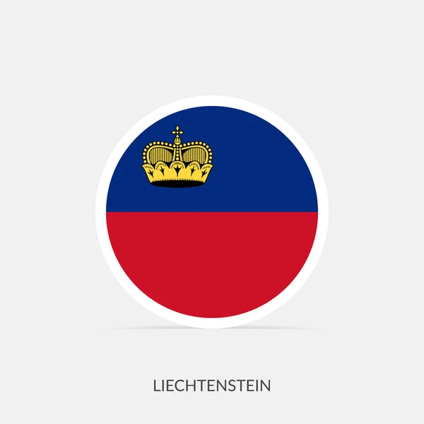 Ikona Okrągłej Flagi Liechtensteinu Cieniem — Wektor stockowy
