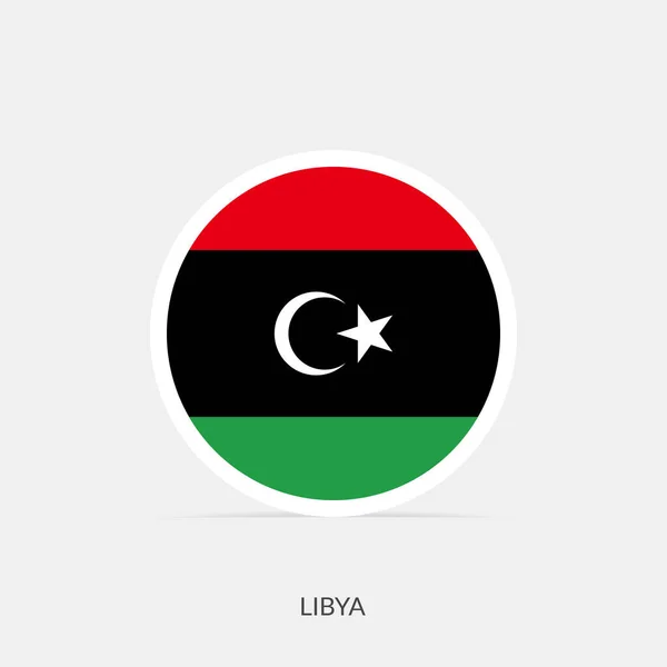 Libijska Okrągła Ikona Flagi Cieniem — Wektor stockowy