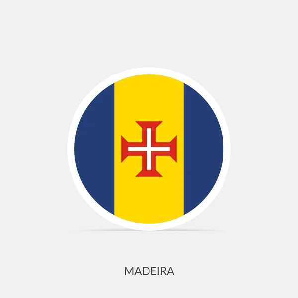 Madeira Ronde Vlag Pictogram Met Schaduw — Stockvector