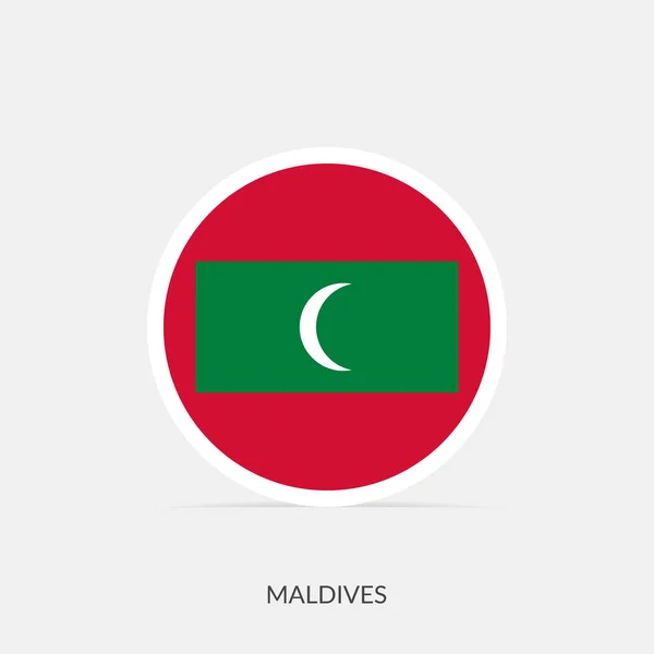 Maldív Szigetek Kerek Zászló Ikon Árnyék — Stock Vector
