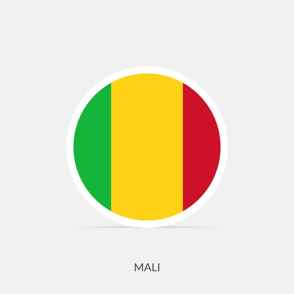 Icône Drapeau Rond Mali Avec Ombre — Image vectorielle