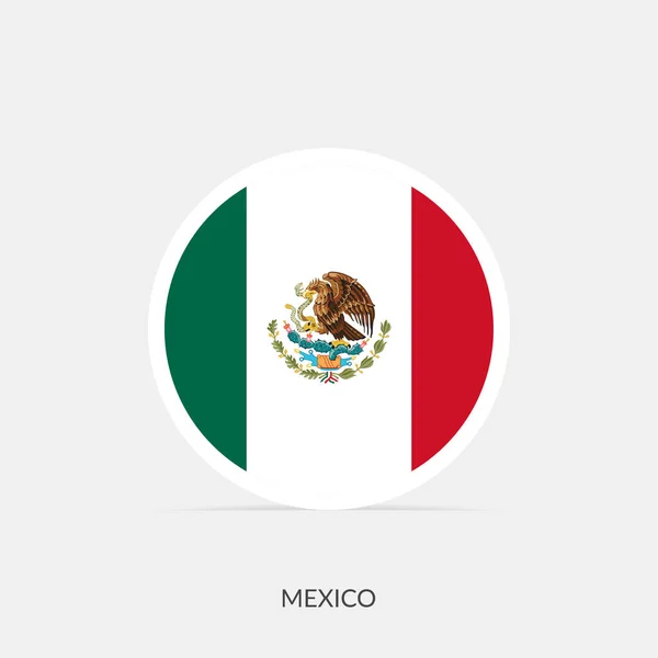 Icono Bandera Redonda México Con Sombra — Archivo Imágenes Vectoriales