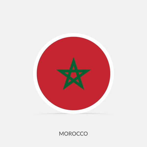 Marrocos Ícone Bandeira Redonda Com Sombra — Vetor de Stock