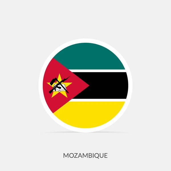 Mozambique Icône Drapeau Rond Avec Ombre — Image vectorielle