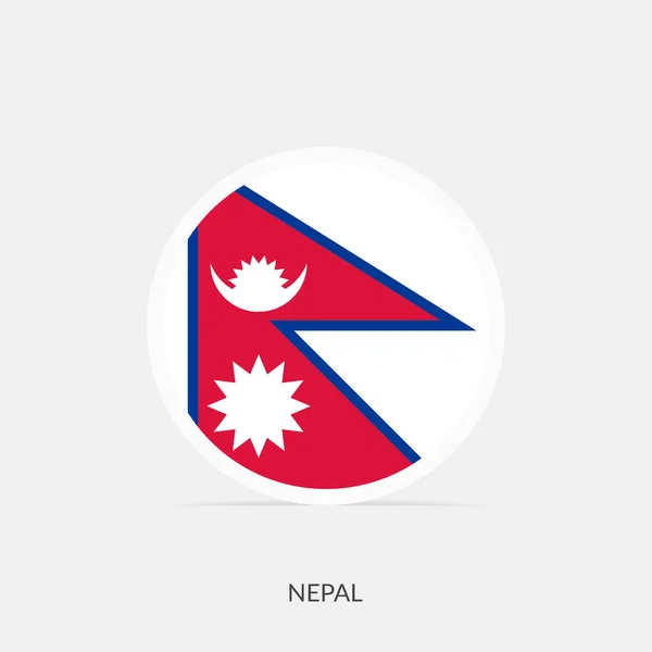 Nepal Okrągła Flaga Ikona Cieniem — Wektor stockowy