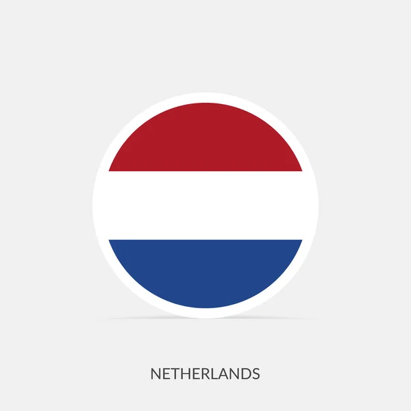 Niederlande Runde Flagge Mit Schatten — Stockvektor