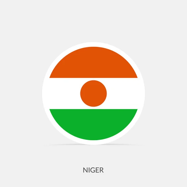 Níger Icono Bandera Redonda Con Sombra — Archivo Imágenes Vectoriales