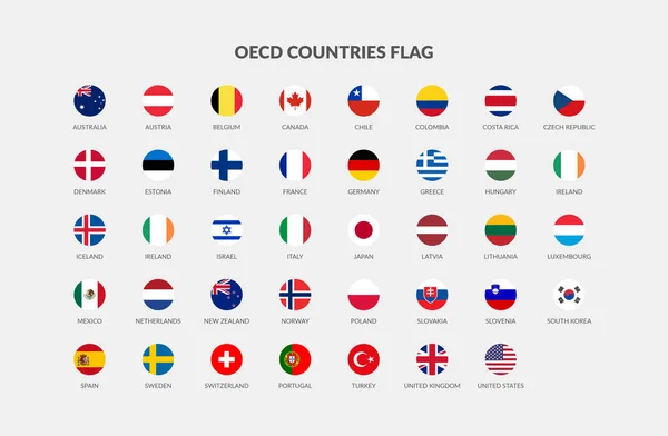 Colección Iconos Bandera Países Ocde — Vector de stock