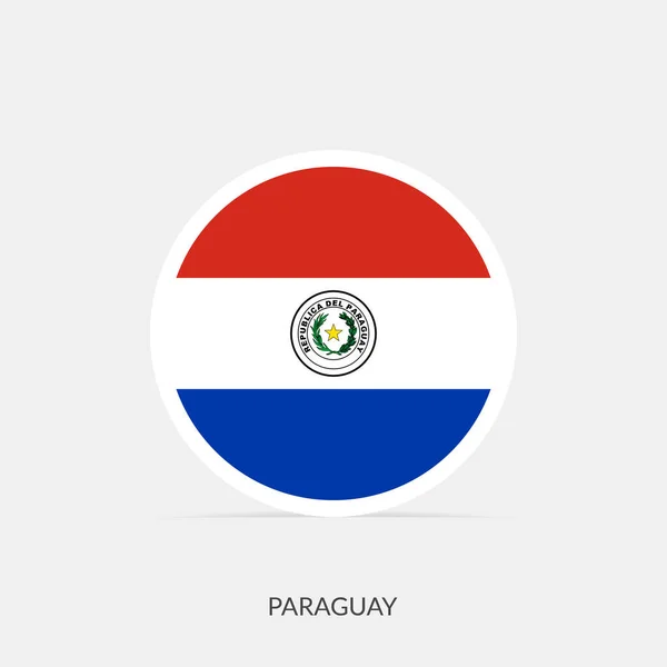 Icône Drapeau Rond Paraguay Avec Ombre — Image vectorielle