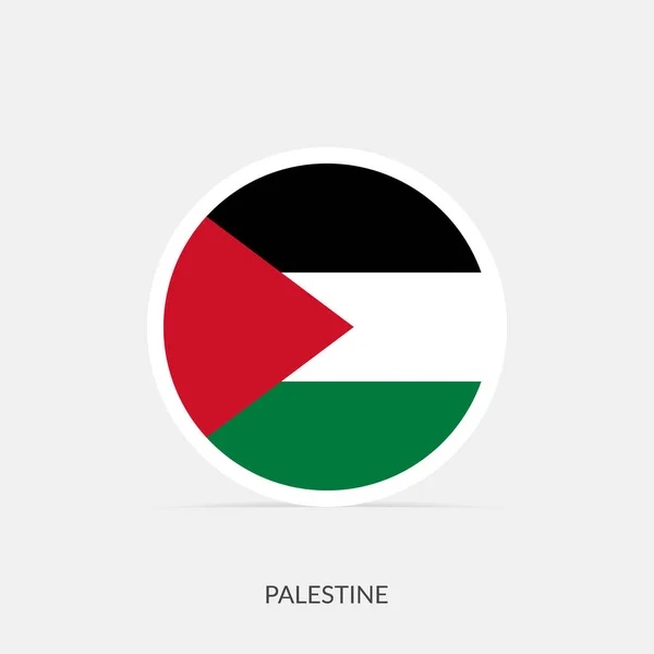 Palestina Ronde Vlag Pictogram Met Schaduw — Stockvector