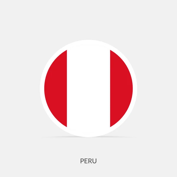 Peru Runde Flagge Symbol Mit Schatten — Stockvektor