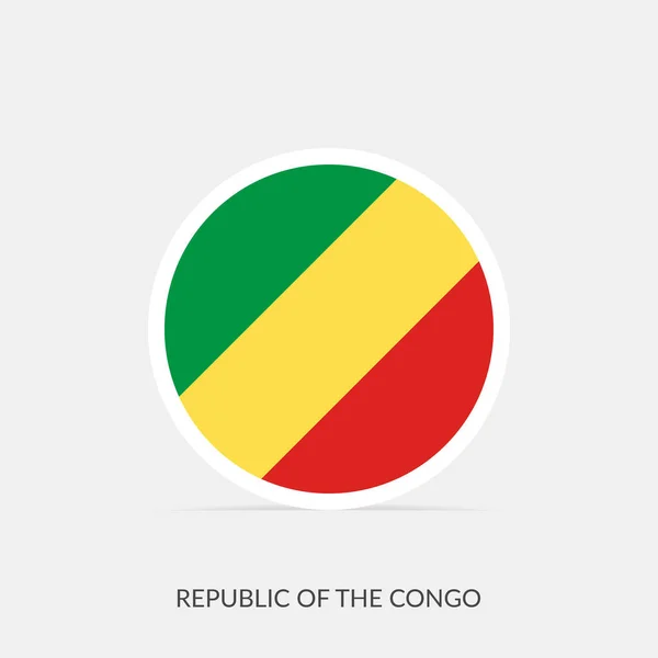 Icône Drapeau Rond République Congo Avec Ombre — Image vectorielle
