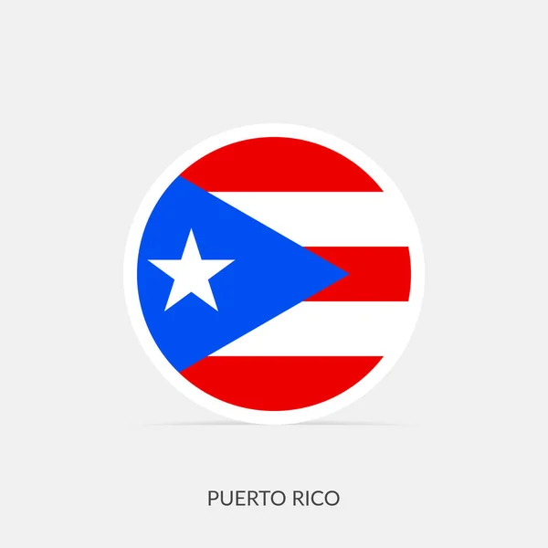 Puerto Rico Ronde Vlag Pictogram Met Schaduw — Stockvector
