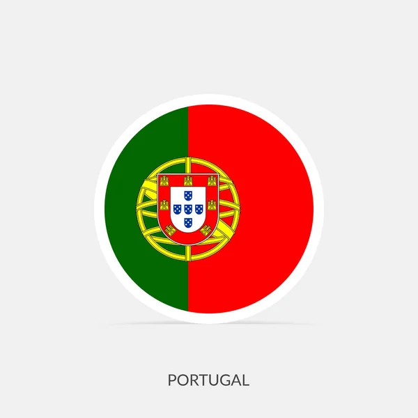 Ícone Bandeira Redonda Portugal Com Sombra — Vetor de Stock